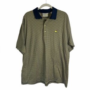Augusta National Golf Shop Navy & Yellow Stripe Masters Polo Golf Mens Sz XL